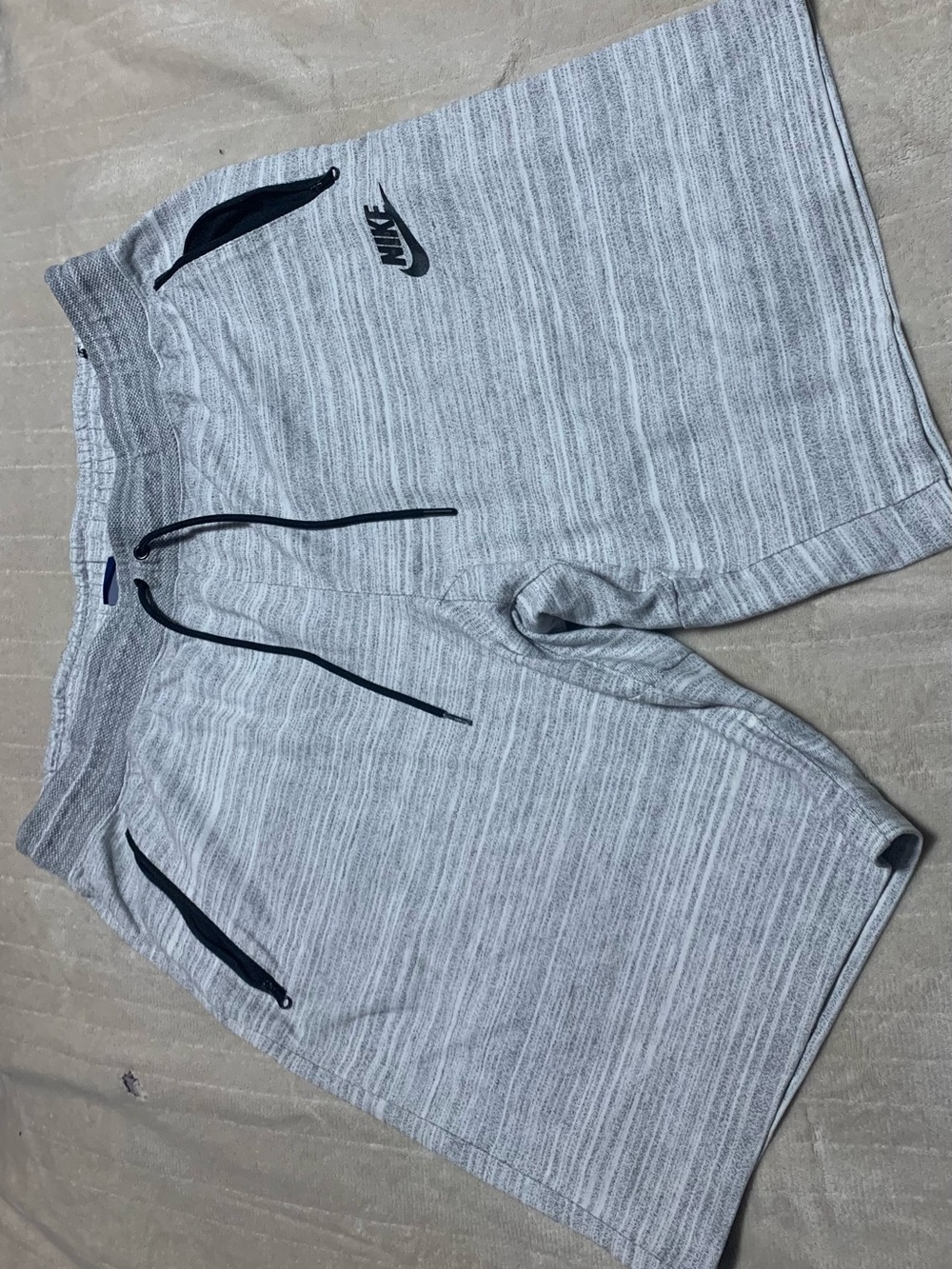 Nike Light Gray Heather Athletic Shorts with Black Accents